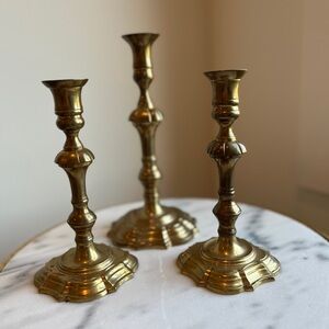 Trio Vintage Baldwin Brass Candlesticks